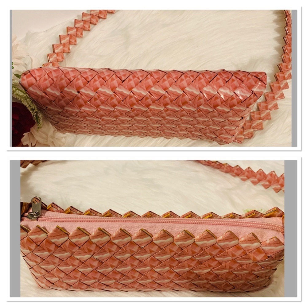 Vintage Handmade Recycled Pink Bubble Gum Wrapper Purse Crossbody Bag - Picture 7 of 8